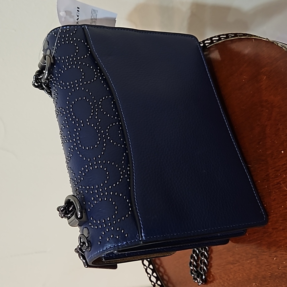 NWT COACH KLARE CROSSBODY SIGNATURE RIVET  TRUE NAVY STYLE CX260 SUEDE‎ LINING - Picture 8 of 16